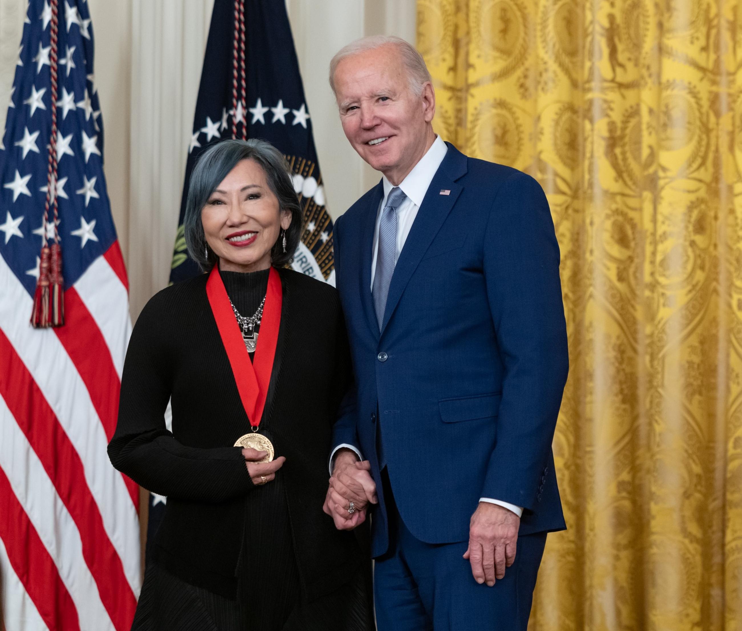 Amy Tan receives National Humanities Medal from President Biden 