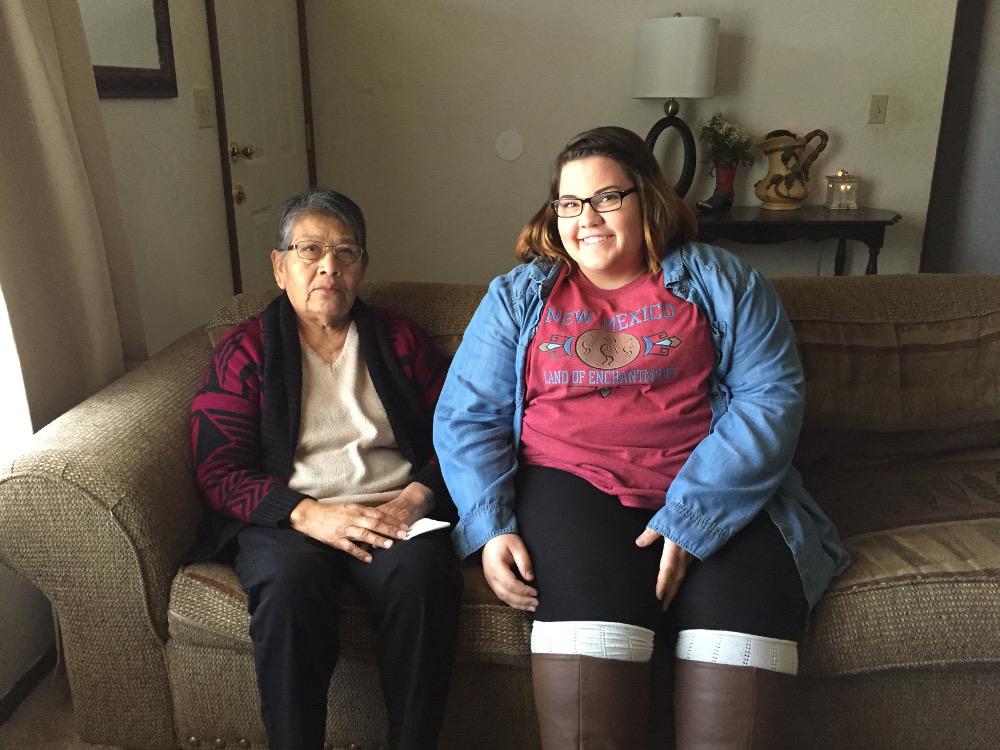 Sarah Martin (on right) prior to interviewing her grandmother, Senora Lumpkin.