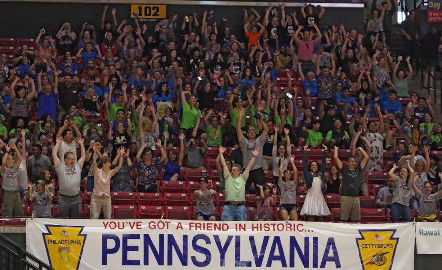 Crowd cheering at NHD