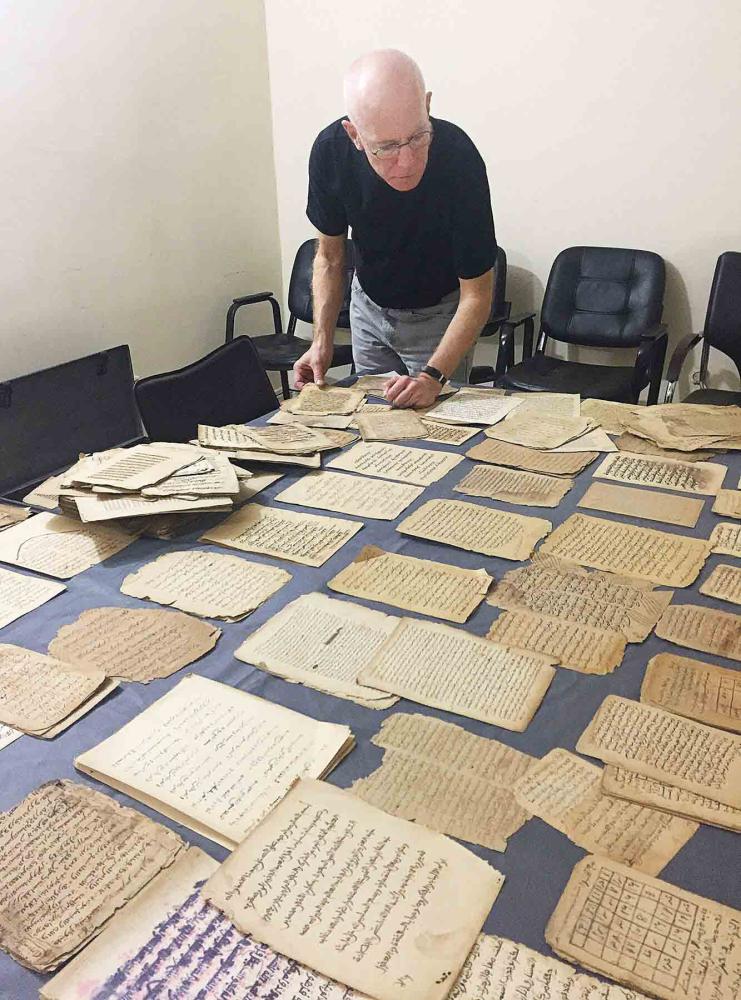 with manuscripts