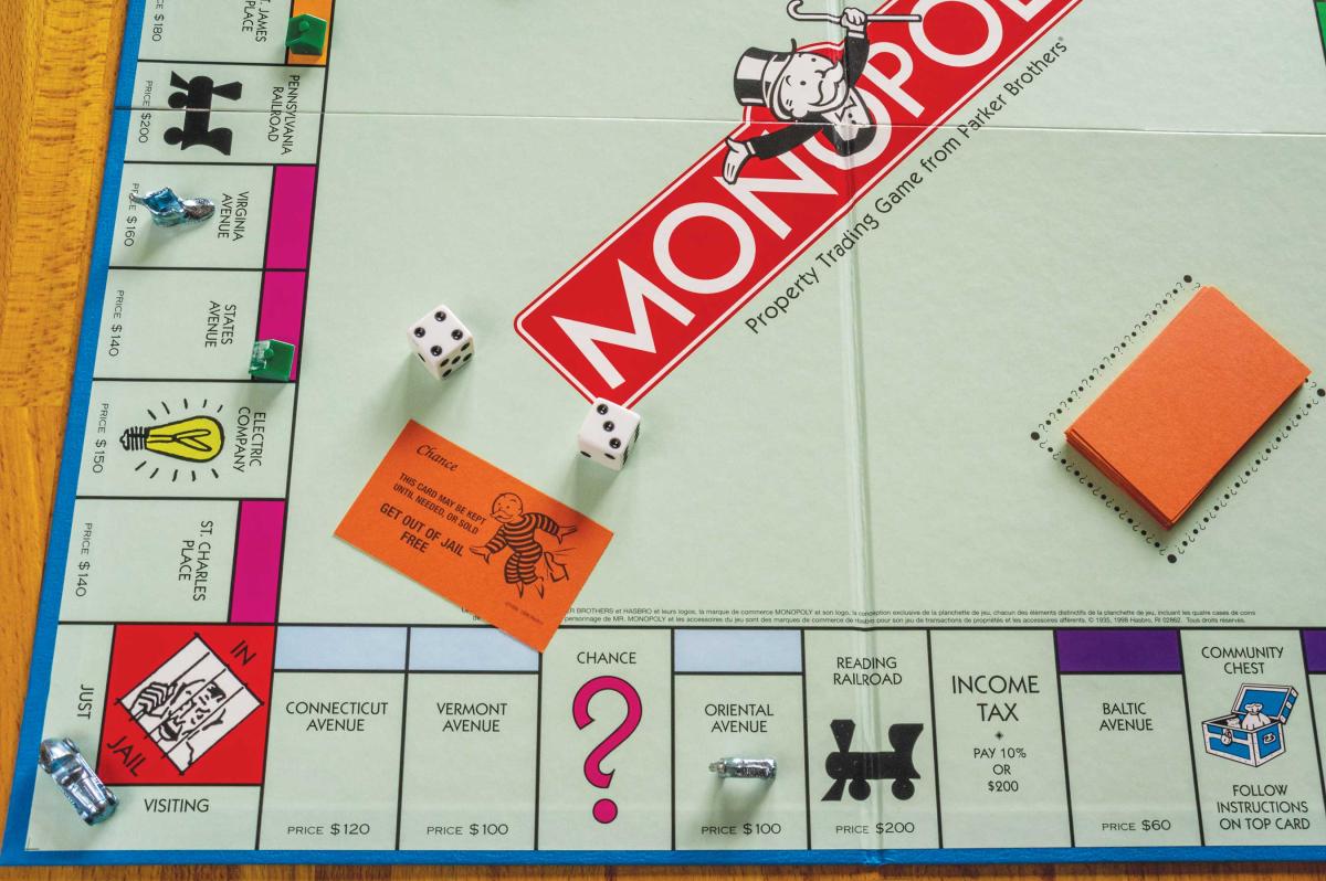 close up of Monopoly board