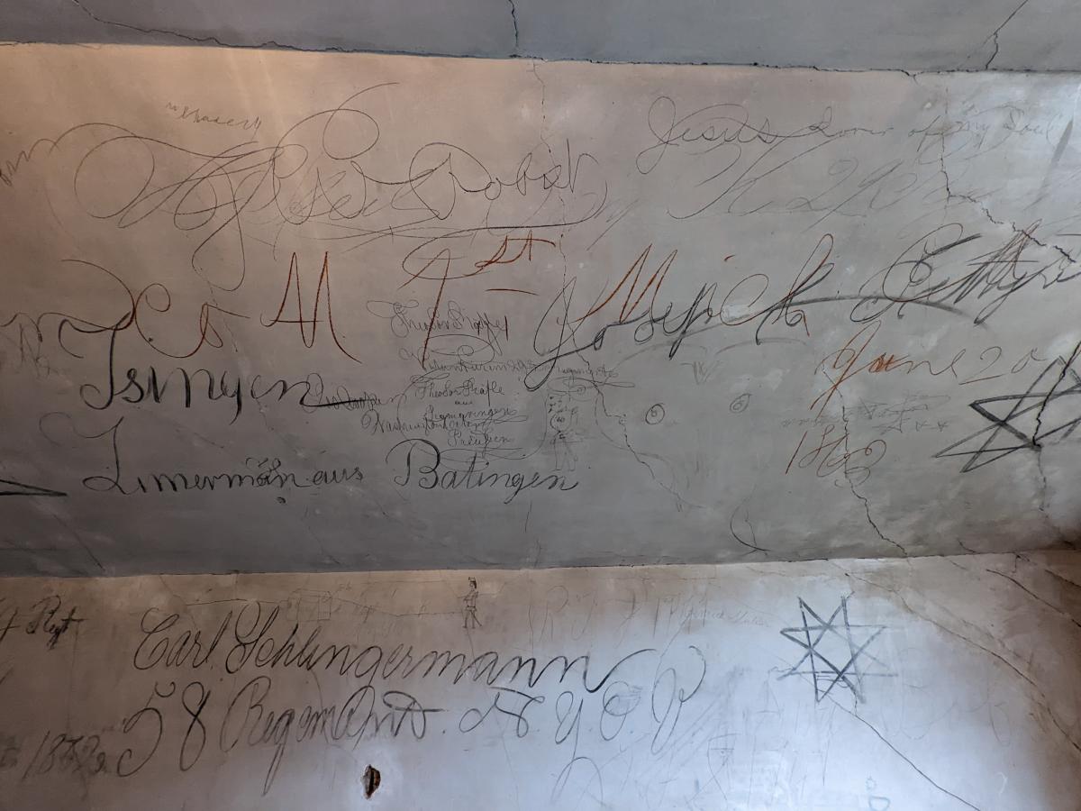 Wall of Civil War graffiti at Historic Blenheim, Fairfax, Virginia