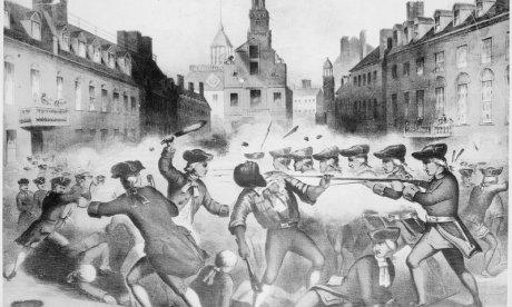 Image of Crispus Attucks being attacked by British soldiers