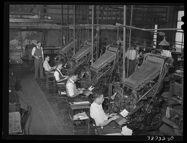 Linotype Operators of the Chicago Defender, Negro Newspaper. Chicago, Illinois. 