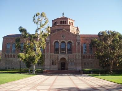 The facade of Powell Library at UCLA