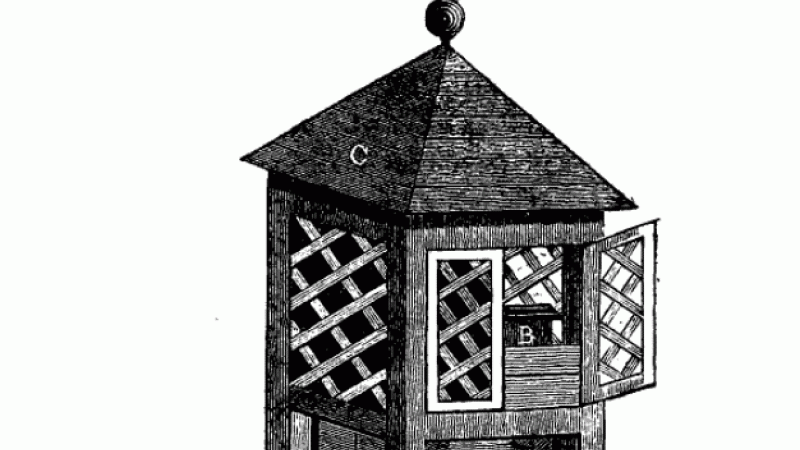 Design proposed by Thomas Nutt for a bee hive (London, 1832).