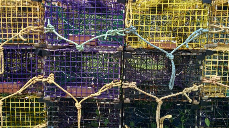 Lobster traps used by fisherman on Monhegan Island.