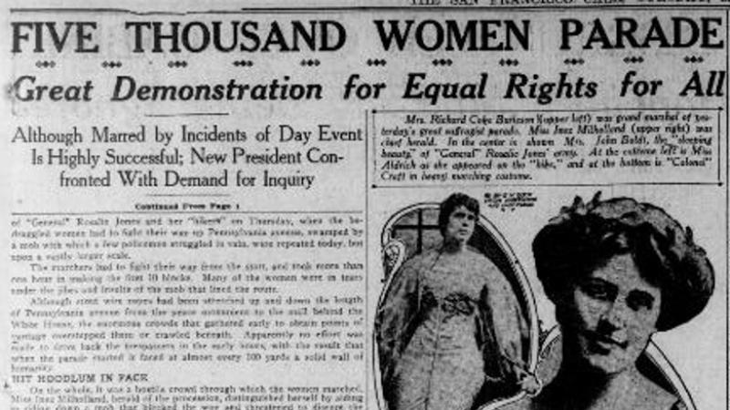 Suffragette demonstration the day before President Wilson's first inauguration.